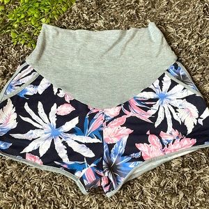 Large floral maternity shorts